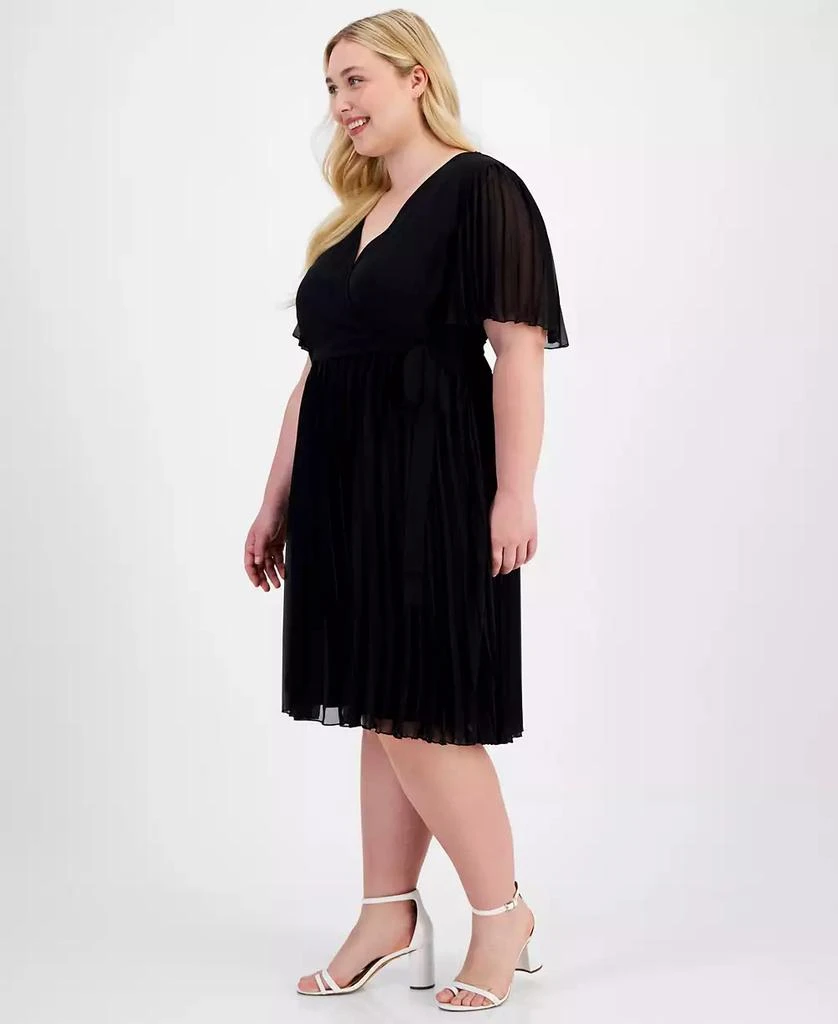 City Studios Trendy Plus Size Pleated Chiffon Midi Dress 4