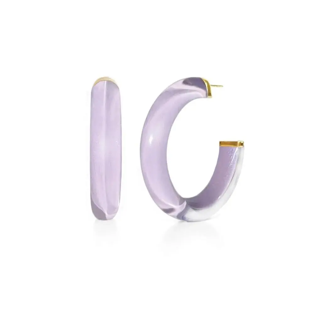 Gold & Honey Gold & Honey - Women's Medium Illusion Lucite Hoop Earrings