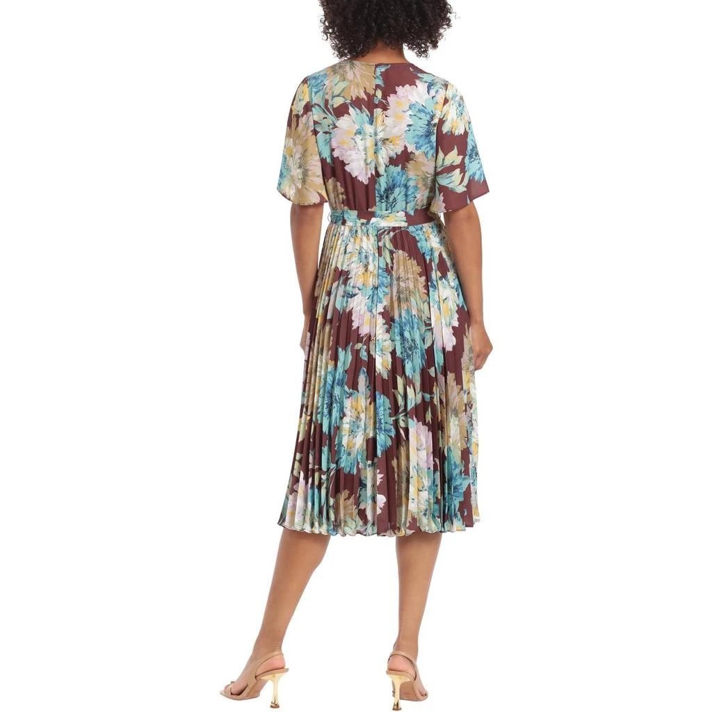 Maggy London Womens Floral Print Belted Fit & Flare Dress 2