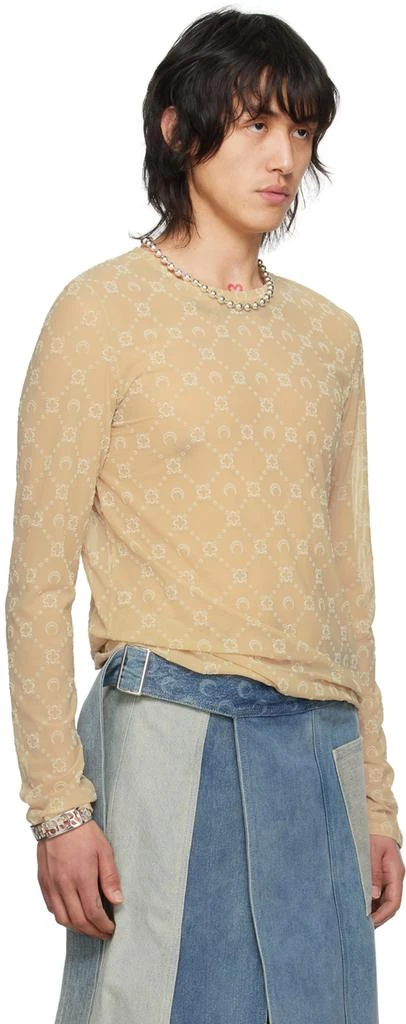 MARINE SERRE Beige Moonogram Long Sleeve T-Shirt 2