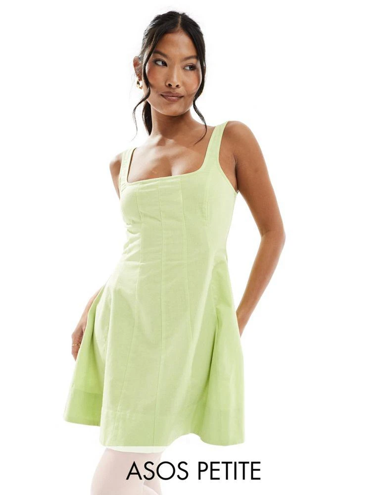 ASOS ASOS DESIGN Petite seamed mini tennis sundress in lime 1