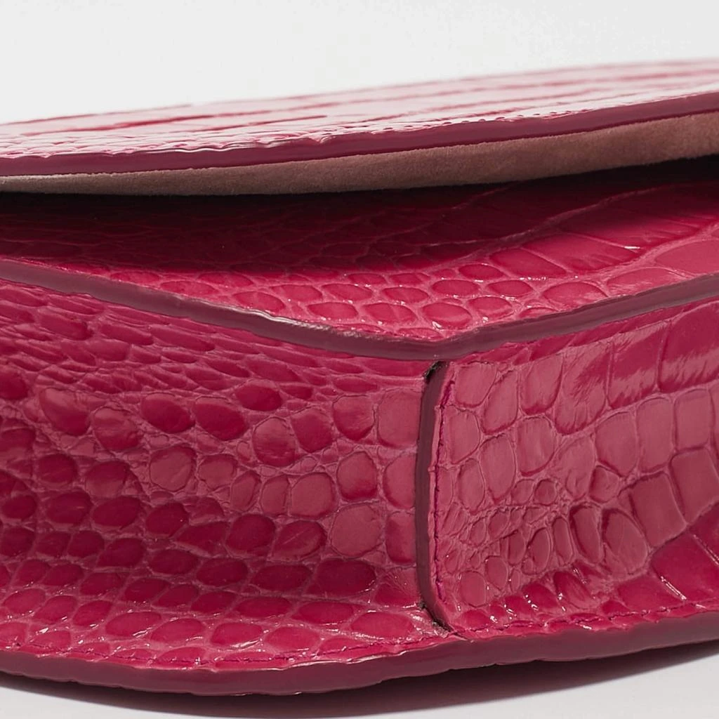 Michael Kors Michael Kors Fuchsia Croc Embossed Leather Christie Envelope Shoulder Bag 15