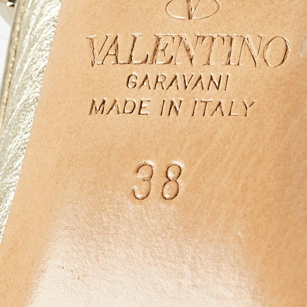 Valentino Valentino Gold Leather Rockstud Ankle Strap Pumps Size 38 7