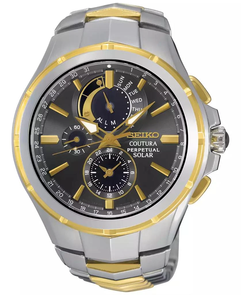 Seiko Men's Solar Chronograph Coutura Two-Tone Stainless Steel Bracelet Watch 44mm SSC376 1
