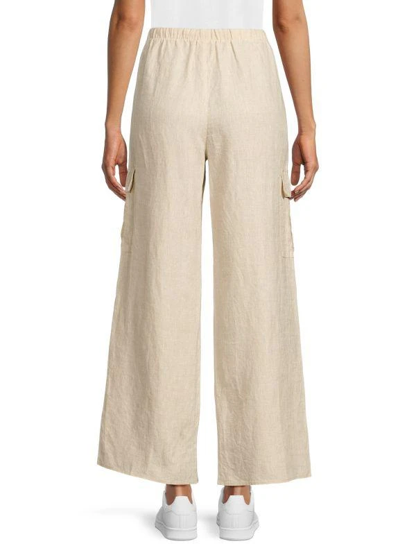 Saks Fifth Avenue 100% Linen Wide Leg Cargo Pants 2