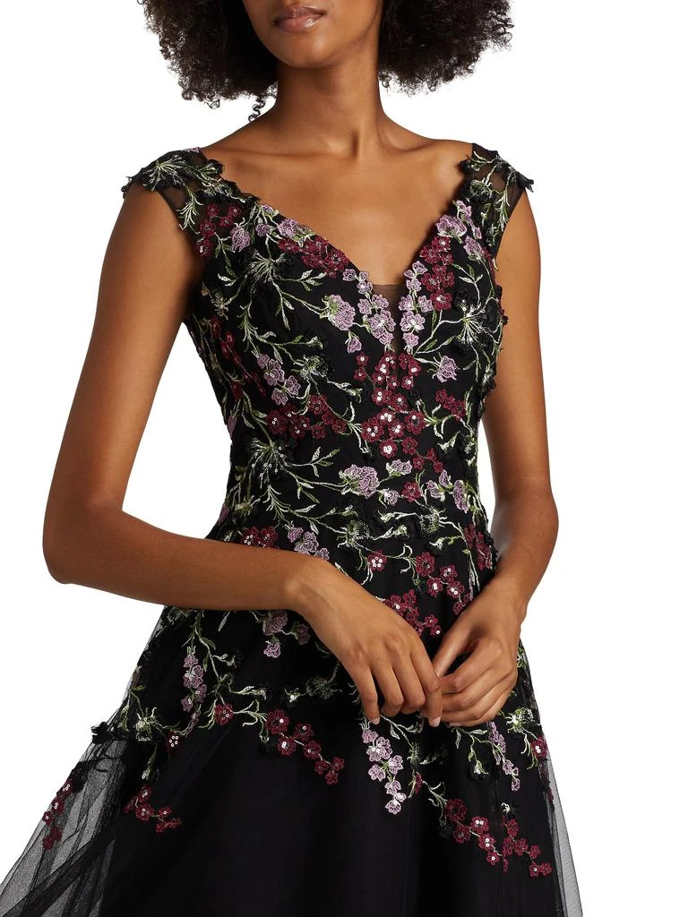 Teri Jon Embroidered Tulle Fit &Flare Midi-Dress 4