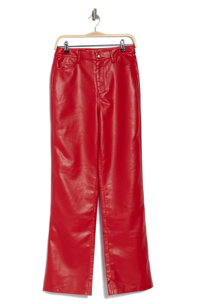 Wayf High Waist Faux Leather Straight Leg Pants 3