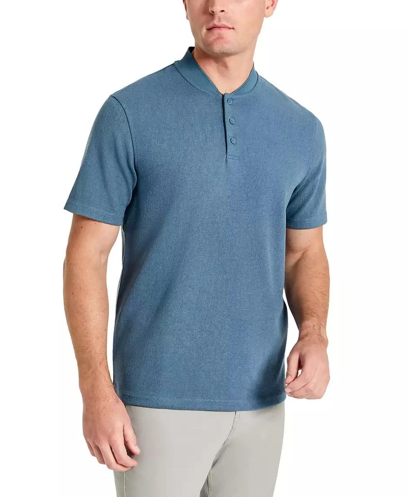 Kenneth Cole Men's Textured-Knit Bomber-Collar Performance Henley 1