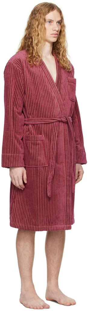 OAS Burgundy Striped Velour Bathrobe 2