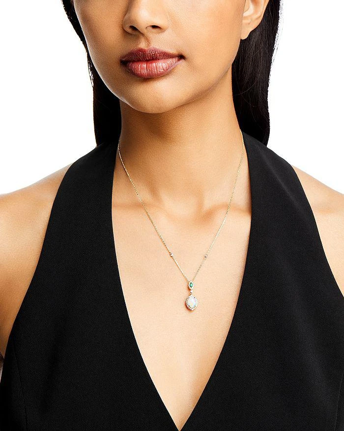 Bloomingdale's Ethiopian Opal, Emerald, & Diamond Pendant Necklace in 14K Yellow Gold, 18" 2
