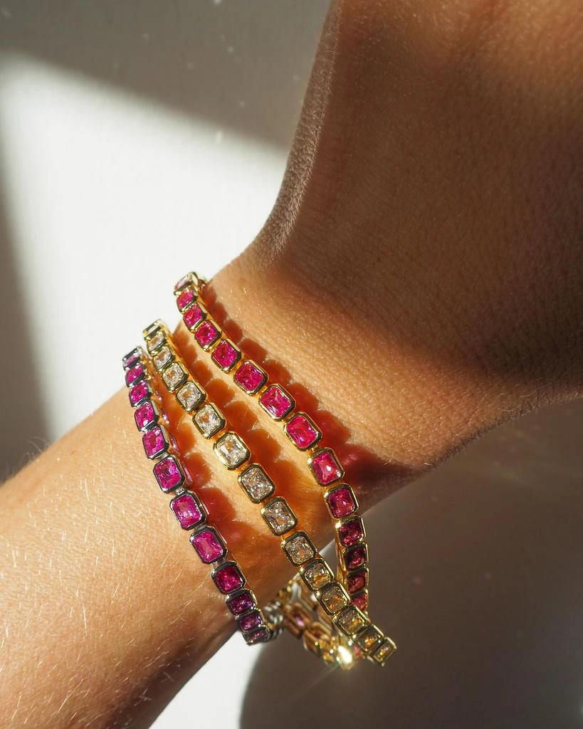 Luv AJ Bezel Emerald Ballier Bracelet- Pink- Gold 2