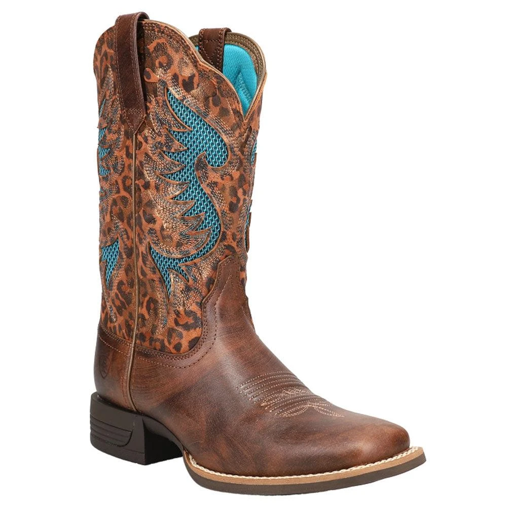 Ariat Pinto VentTEK Leopard Tooled Inlay 360 Square Toe Cowboy Boot 2