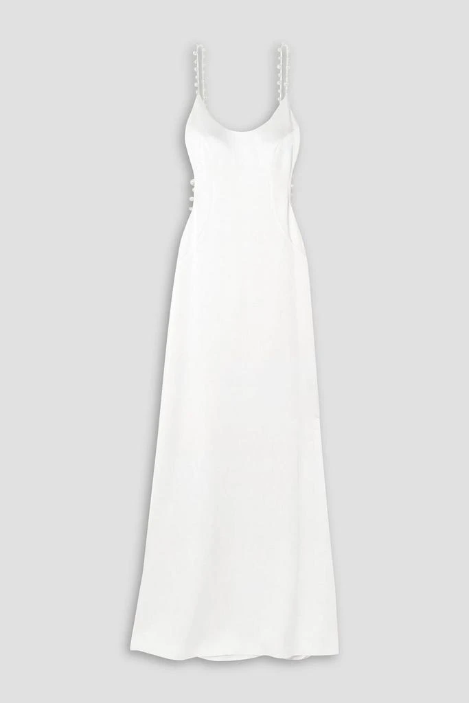 GALVAN  LONDON Cove open-back pearl-embellished satin maxi dress 1