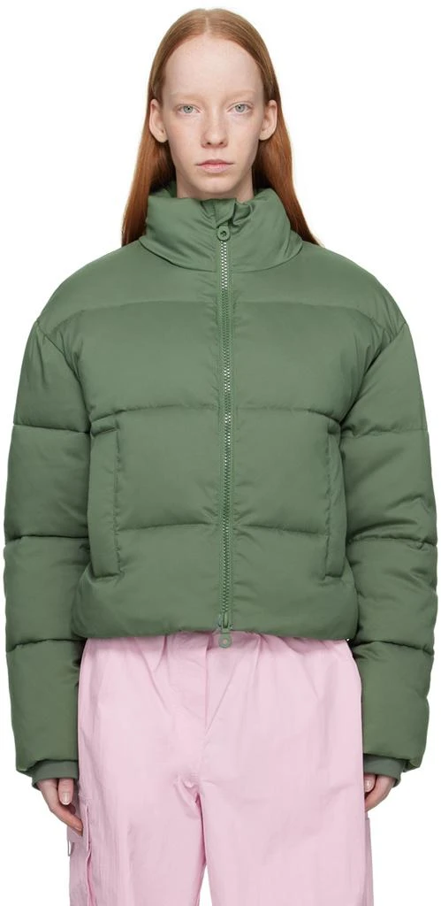 Girlfriend Collective Green Cropped Puffer Jacket 1