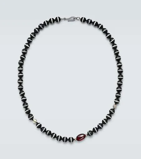 Ileana Makri Sterling silver (925) beaded necklace with gemstones