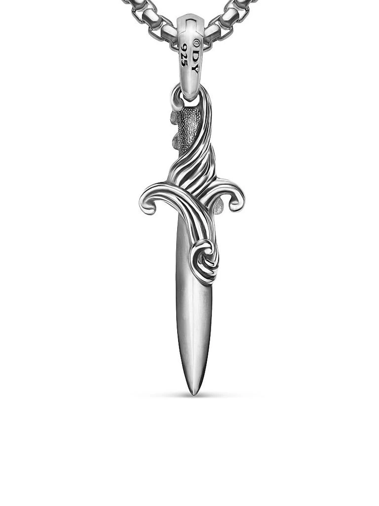 David Yurman Waves Dagger Amulet in Sterling Silver with Black Diamonds, 31MM 5