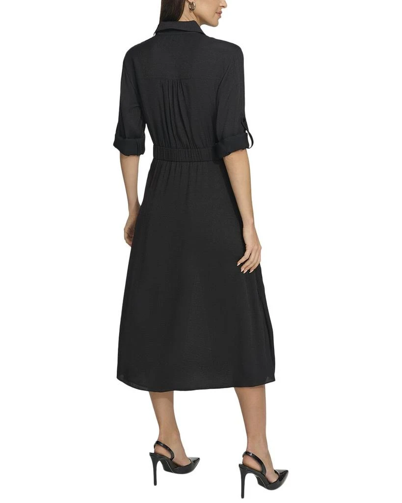 DKNY Long Sleeve Silky Cargo Midi Dress 2
