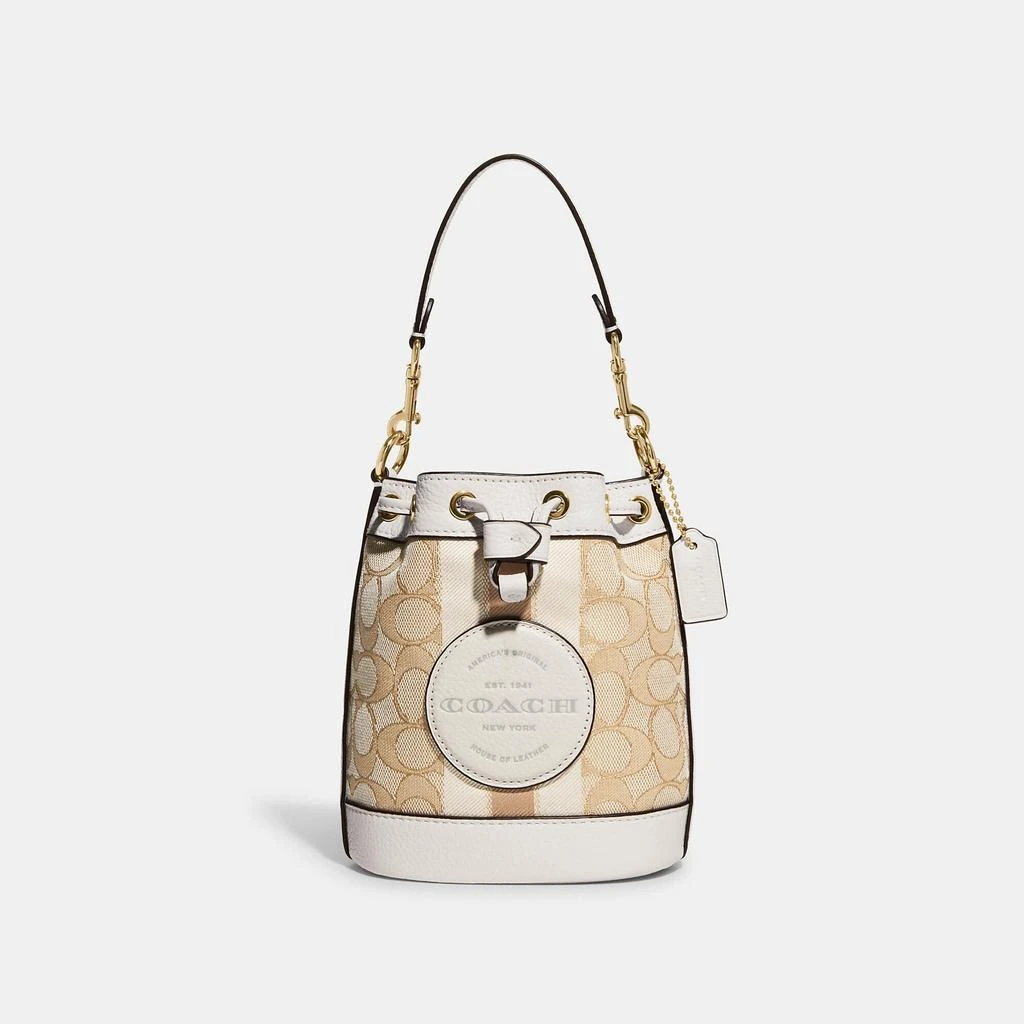 Coach Coach Outlet Mini Dempsey Bucket Bag In Signature Jacquard With Stripe And Coach Patch 10