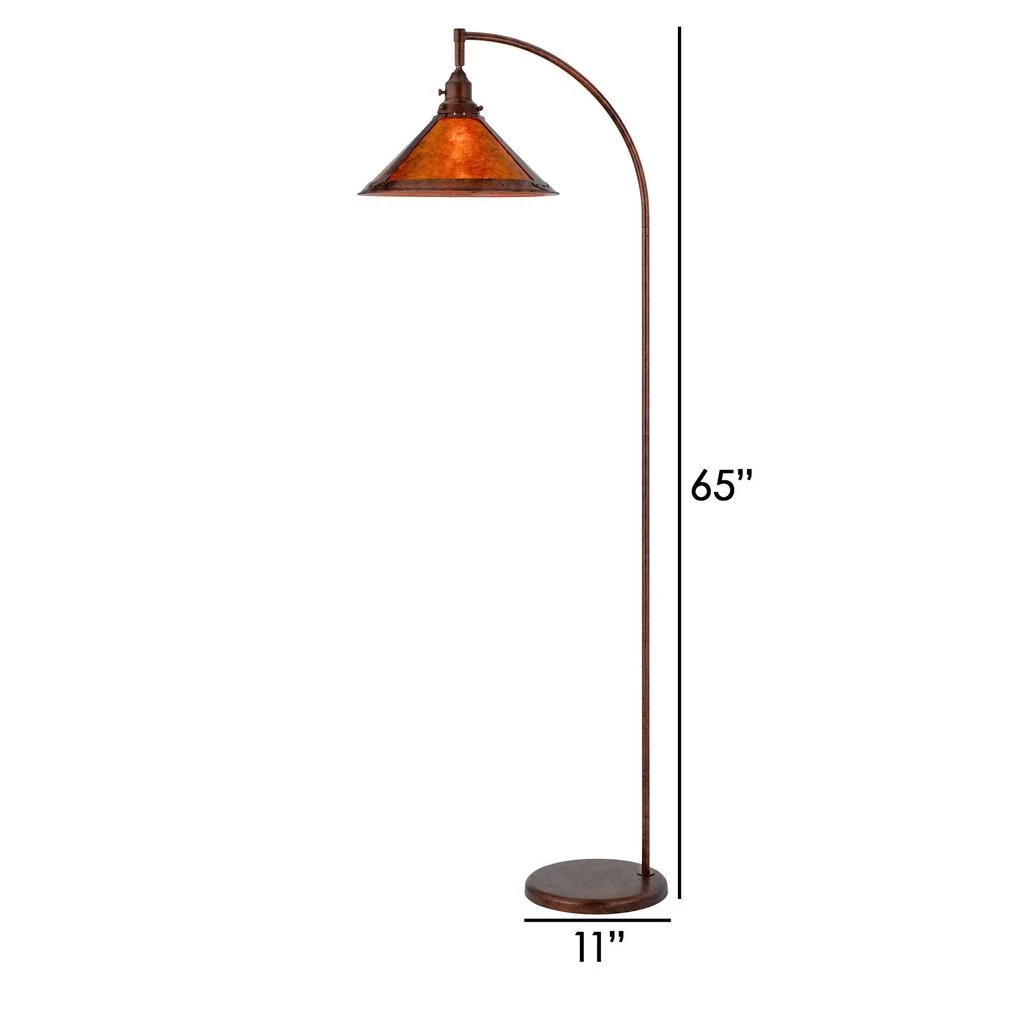 Hivvago Cyan 65 Inch Modern Adjustable Arc Floor Lamp, Amber Mica Shade, Rust Metal 5