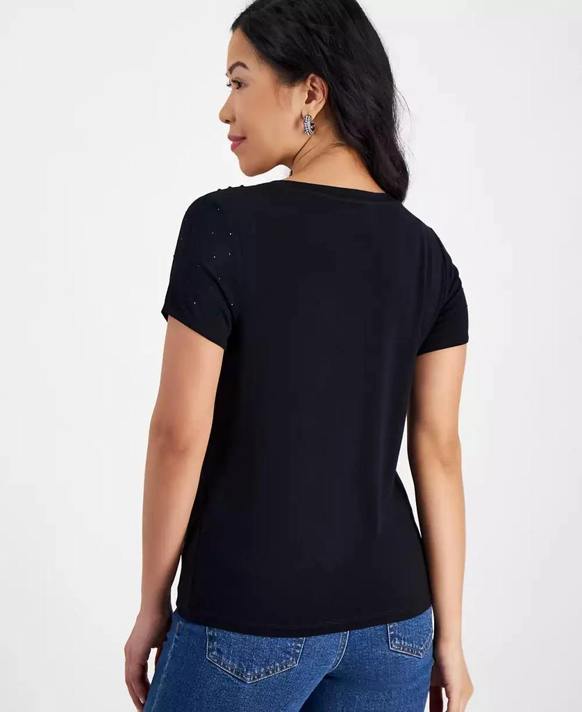 INC International Petite Embellished V-Neck T-Shirt, Created for Macy's 2