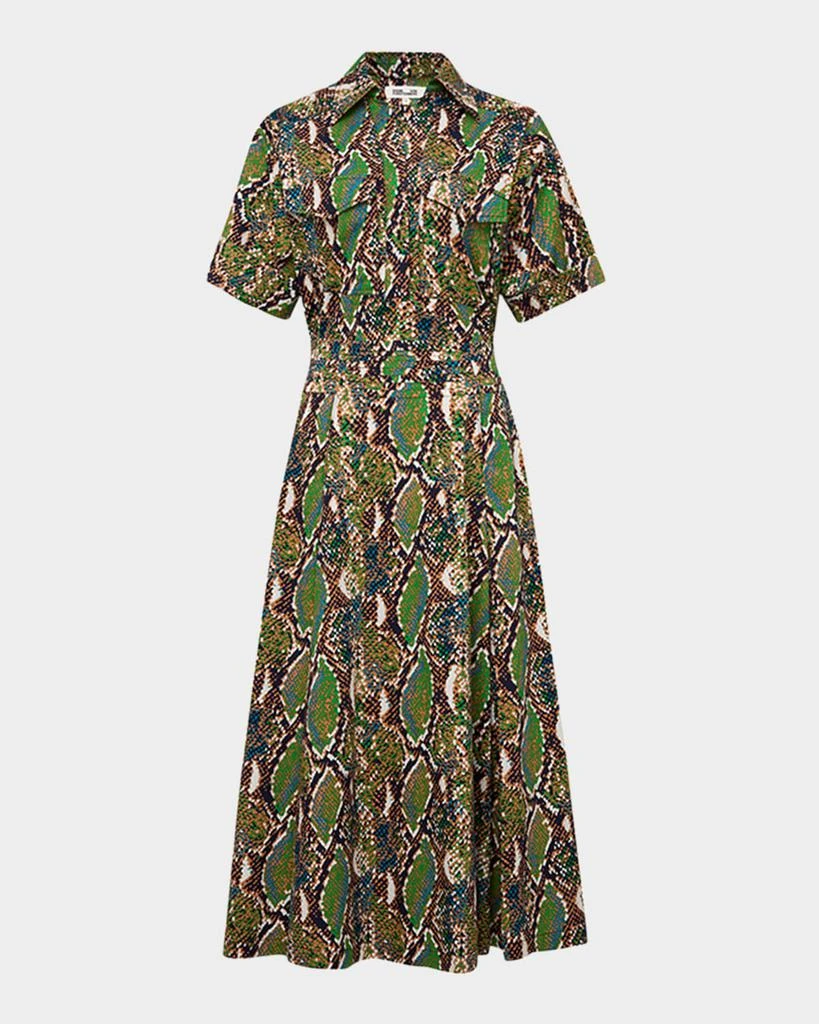 Diane von Furstenberg Hadara Snakeskin-Print Midi Shirtdress 1