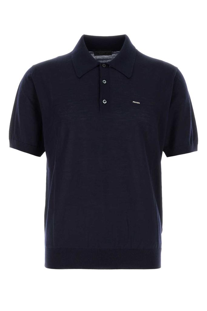 トップス PRADA logo plate polo shirt Prada Piqué Polo Shirt with Re-Nylon Details | Saks Fifth Avenue