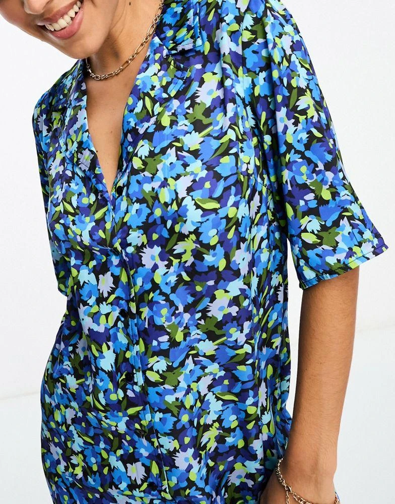 Y.A.S. Y.A.S shirt dress in blue floral print 3