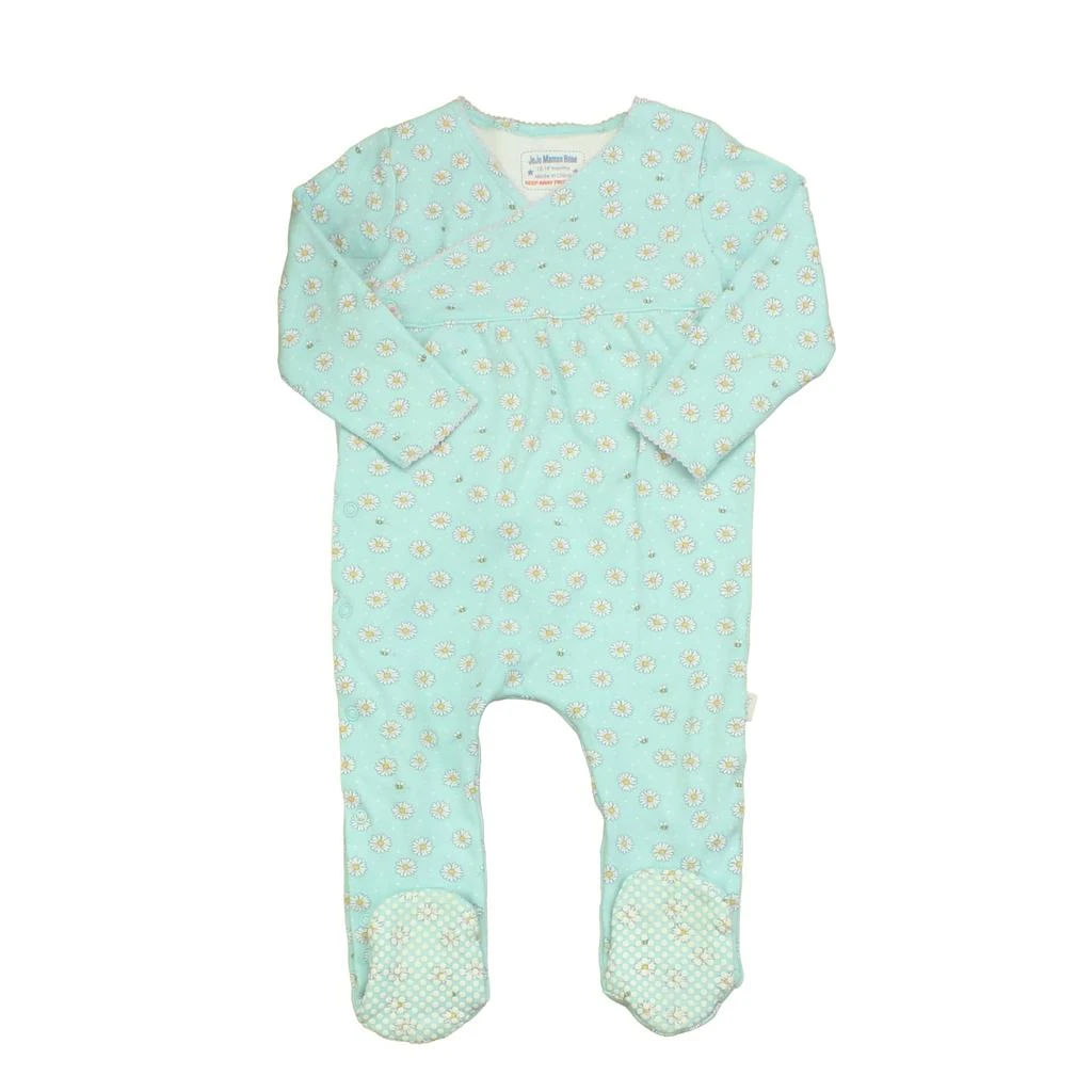 JoJo Maman Bébé Girls Blue | White | Daisies 1-piece footed Pajamas 1