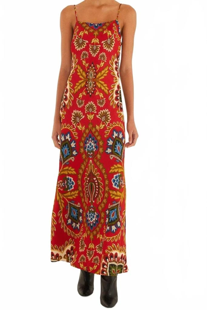 Farm Rio Folk Tapestry Slip Dress In Red 2