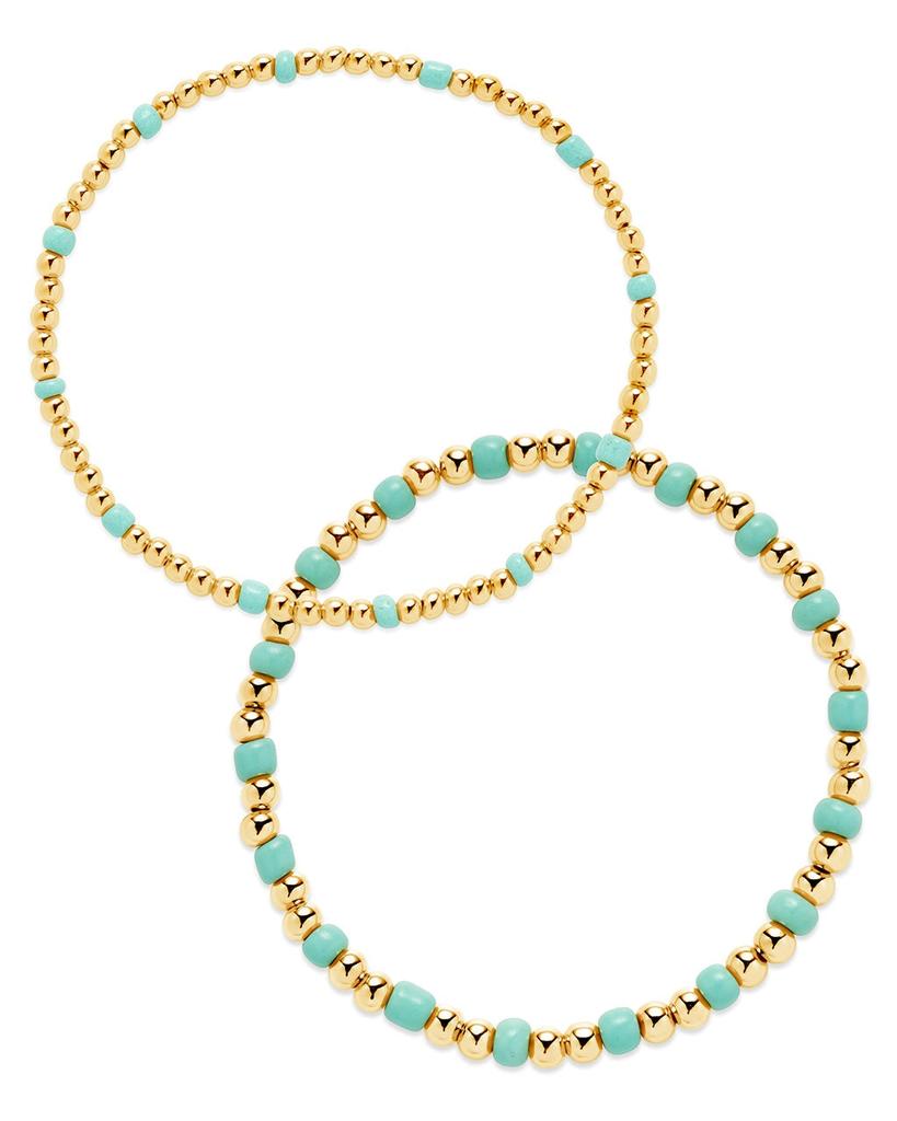 Sterling Forever Misty Beaded Stretch Bracelet Set of 2