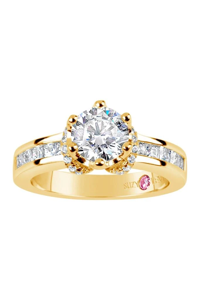 Suzy Levian Gold Plated Sterling Silver CZ Bridal Ring 1