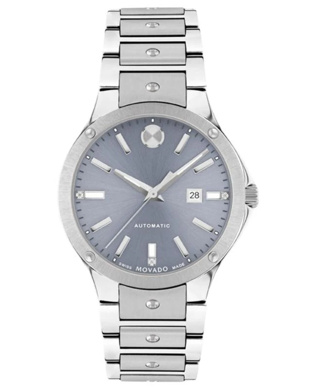 Movado Movado SE Automatic Blue Diamond Dial Steel Women's Watch 0607935 1