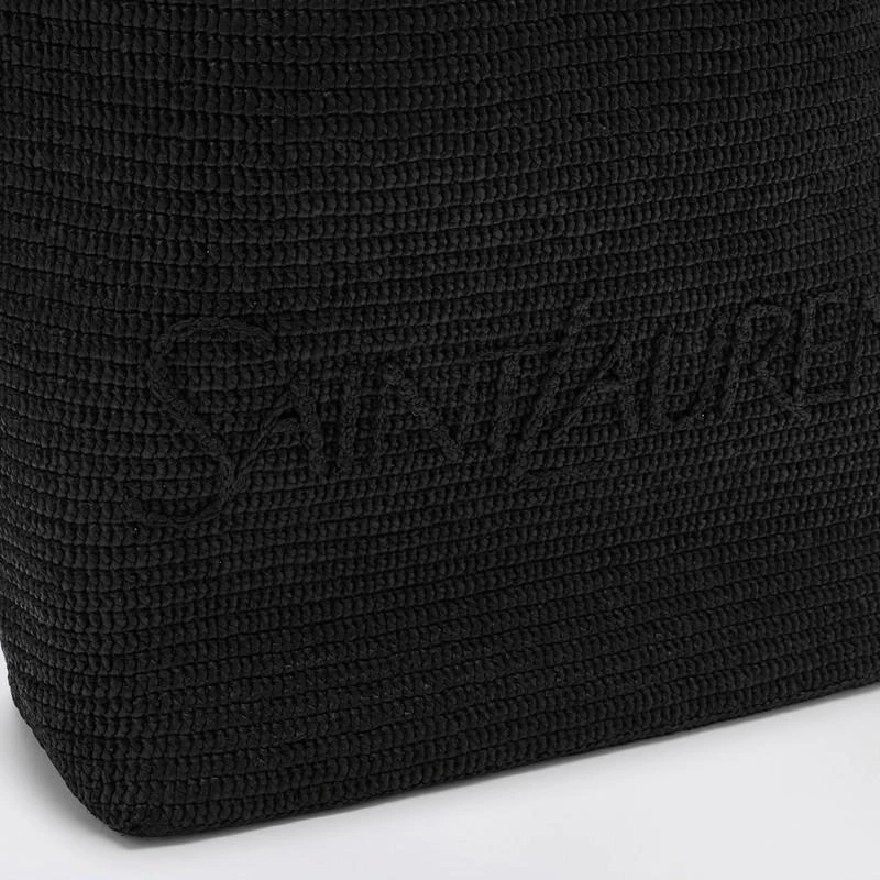 Yves Saint Laurent Black Raffia Tote Bag with logo 6