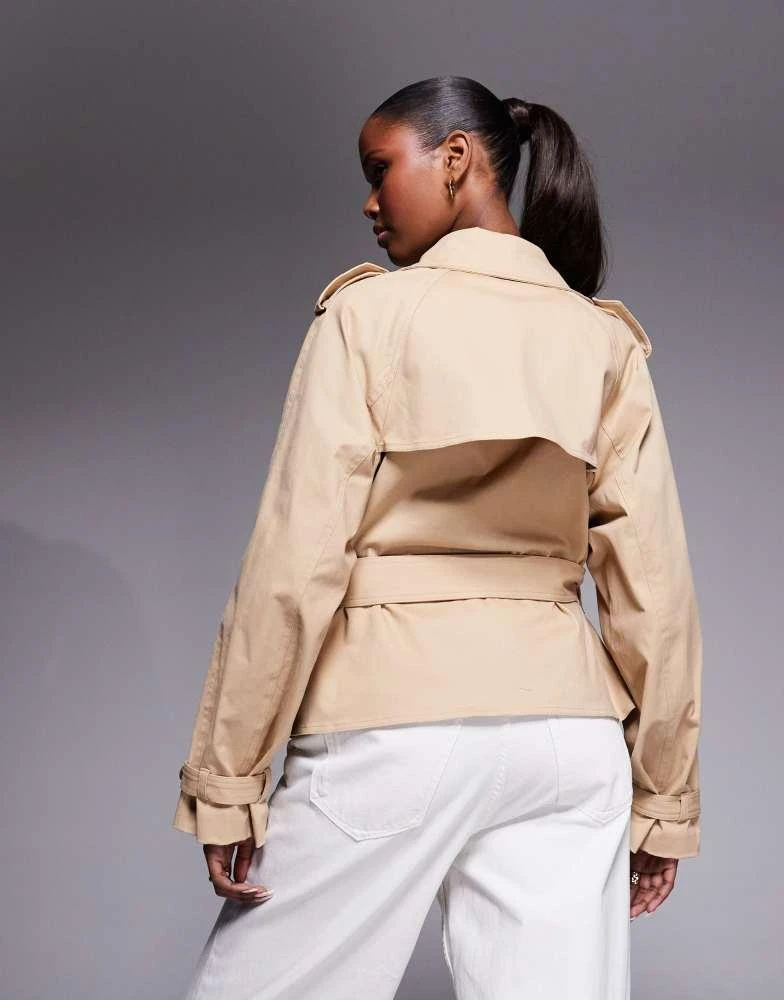 Good American Good American cropped trench jacket in sandy fawn 2