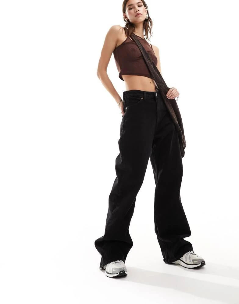 Monki Monki Naoki loose fit low rise jeans in black 3