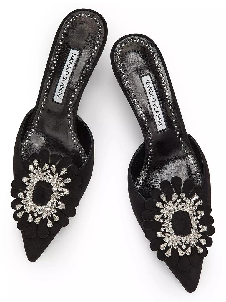 Manolo Blahnik Shogmu Jewel-Embellished Suede Mules 3