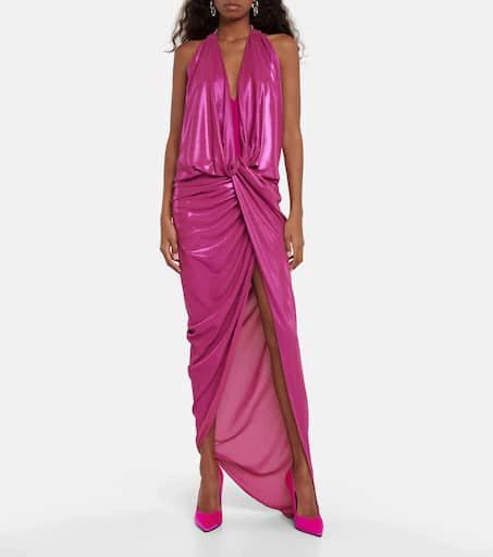 The Attico Halterneck lamé maxi dress 2