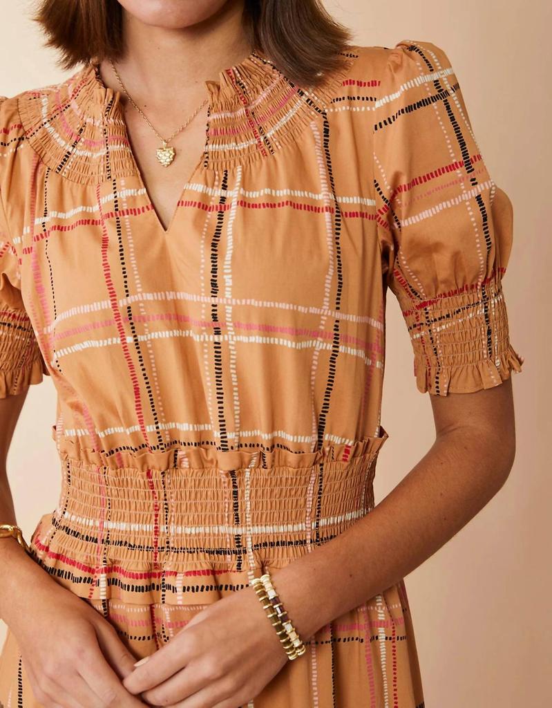 Adelaide Midi Dress In Botanic Garden Dash Plaid – On Sale Now