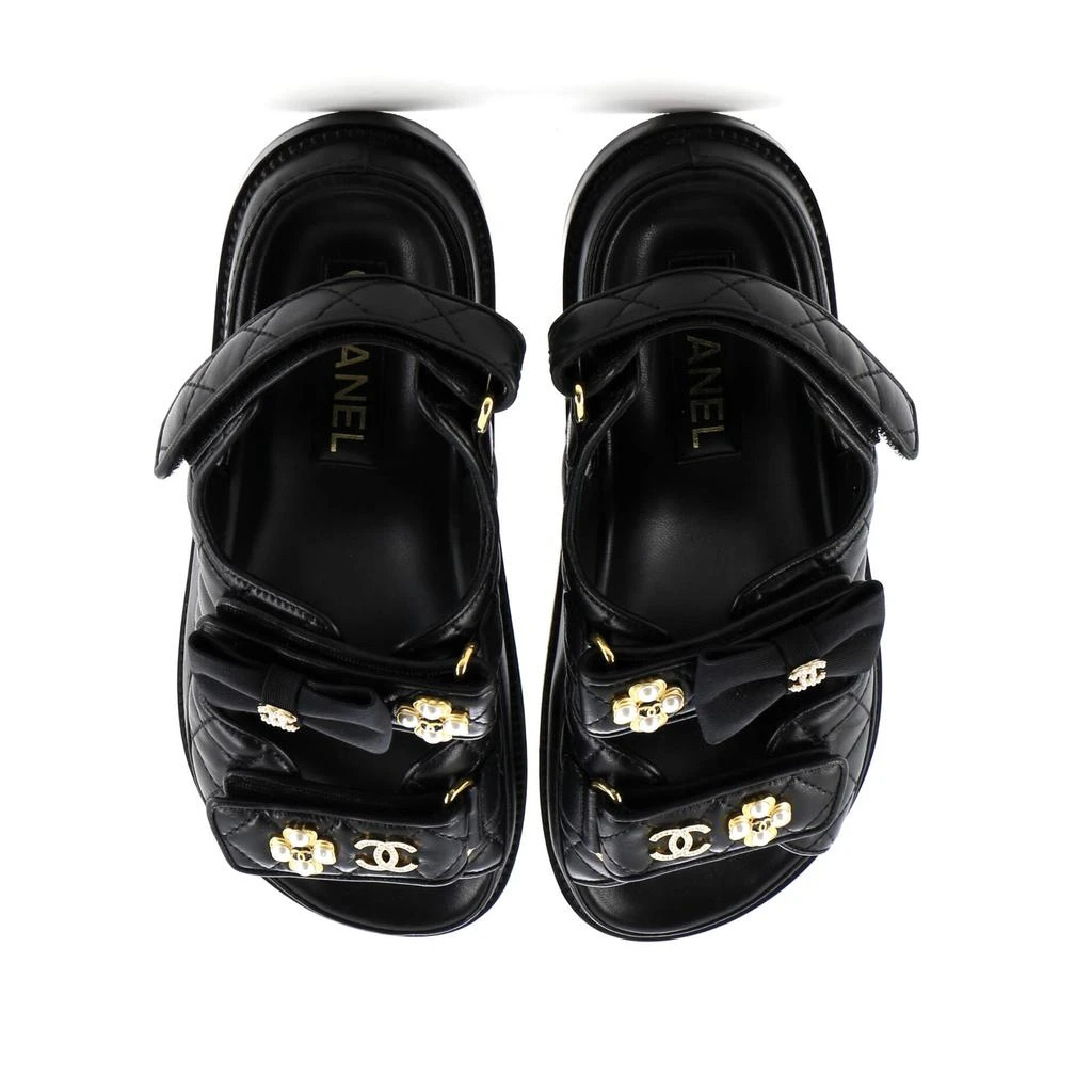 Chanel Women's Velcro Dad Sandals Quilted Leather 2