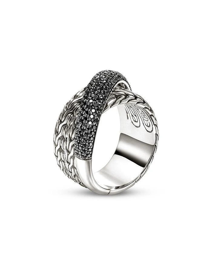 John Hardy JH Essentials Sterling Silver Black Sapphire Pavé Crossover Ring 3