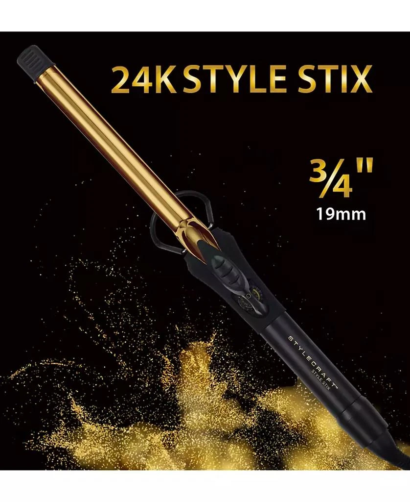 StyleCraft Professional 24K Style Stix Long-Barrel Spring Hair Curling Iron 3/4" 10