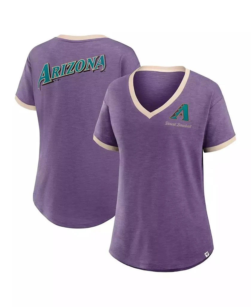 Fanatics Women's Purple Arizona Diamondbacks Binge Worthy Stadium Slub V-Neck T-Shirt 1