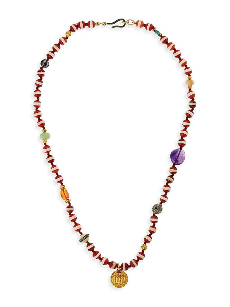 Ileana Makri Globetrotter 18K Yellow Gold, Sterling Silver 
Multi-Gemstone Beaded Medallion Necklace