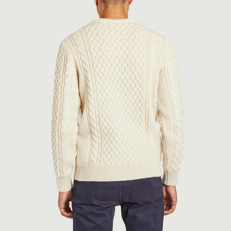 Sunspel Merino wool cable knit sweater Ecru SUNSPEL 3