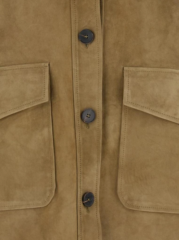 Arma Beige Jacket With Pointed Collar And Front Pockets In Suede Woman 3