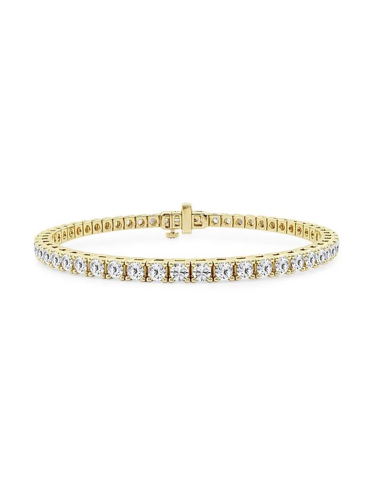 Saks Fifth Avenue Collection 14K Yellow Gold 
Round Lab-Grown Diamond 4-Prong Tennis Bracelet/5.00-20.00 TCW
