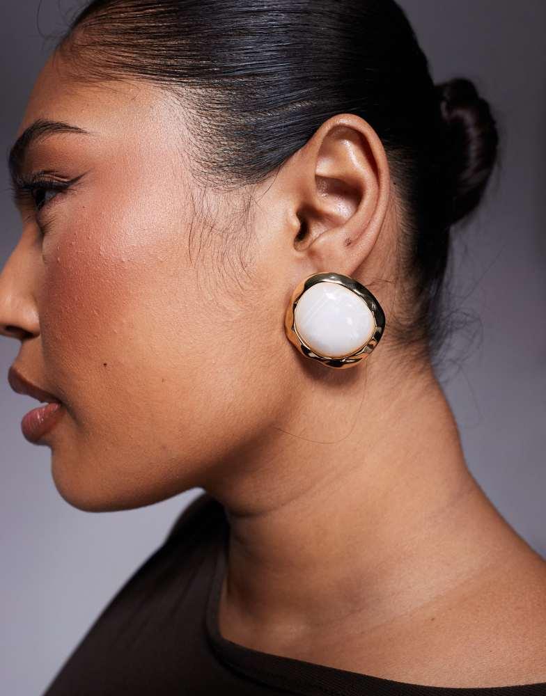 8 Other Reasons 8 Other Reasons white resin stud earrings in gold