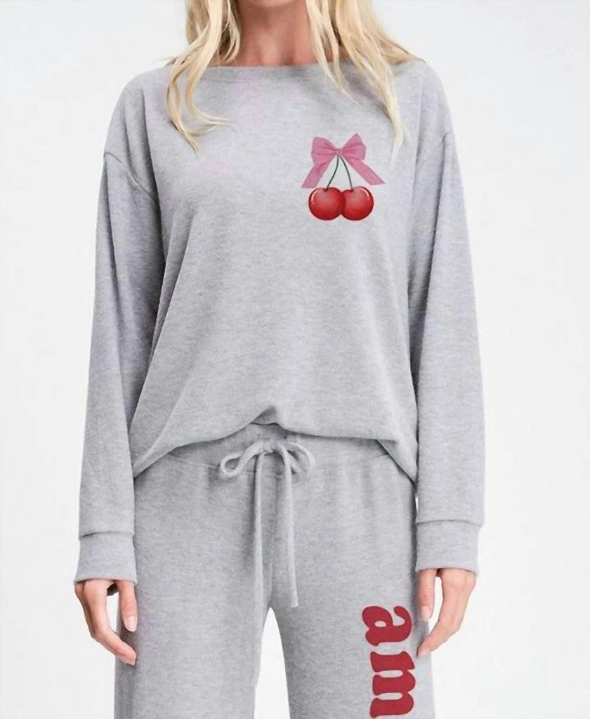 Phil Love Amour Cherry Loungewear Set In Heather Grey 2