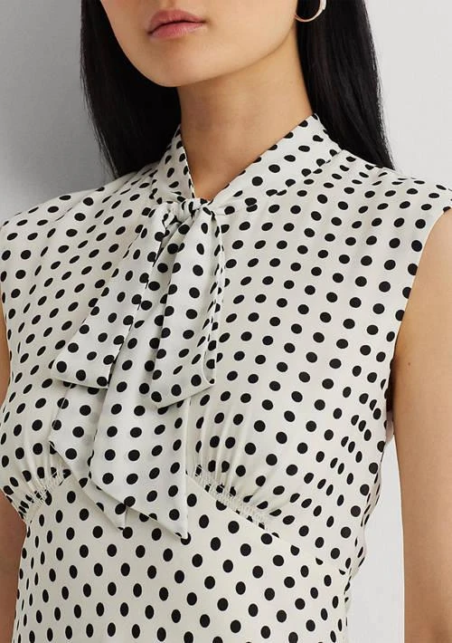 Lauren Ralph Lauren Ralph Lauren Women S Polka Dot Georgette Tie Neck Dress 4