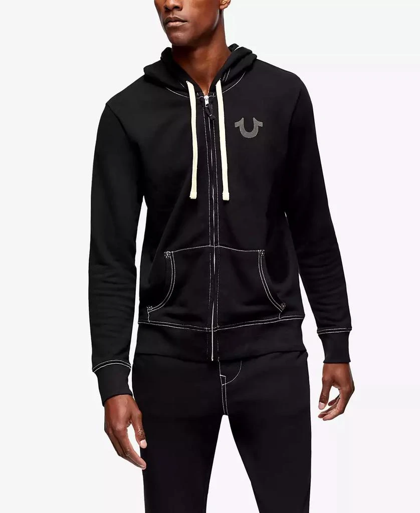 True Religion Men's Classic Logo Zip Up Drawstring Hoodie 1